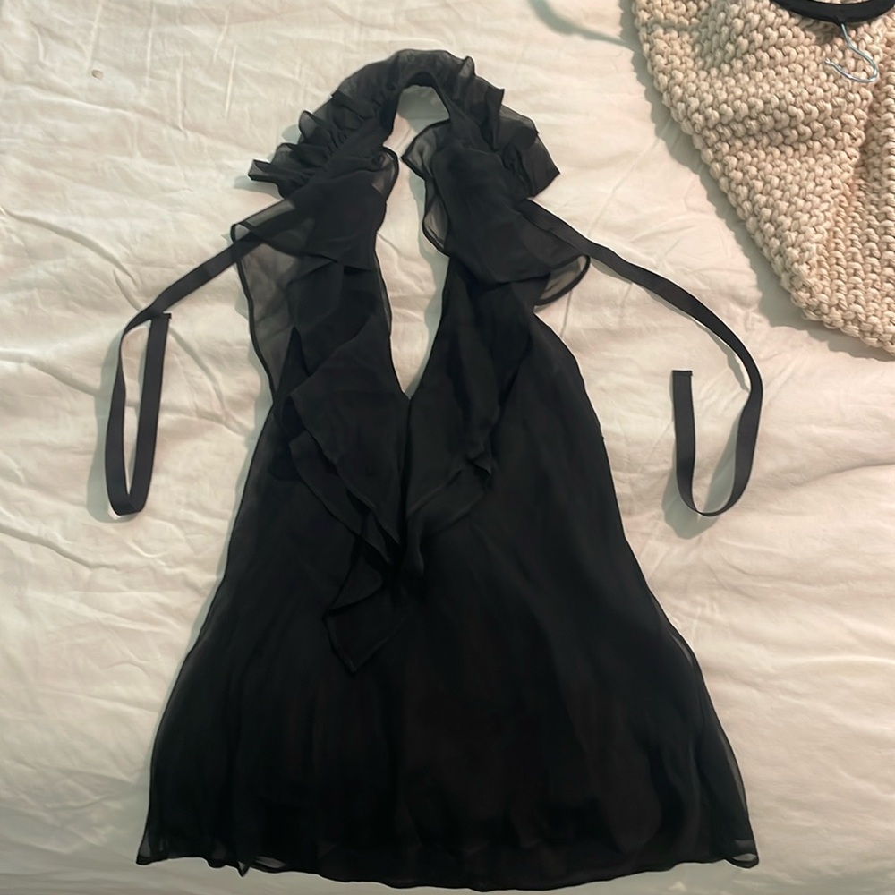 Black silk halter top